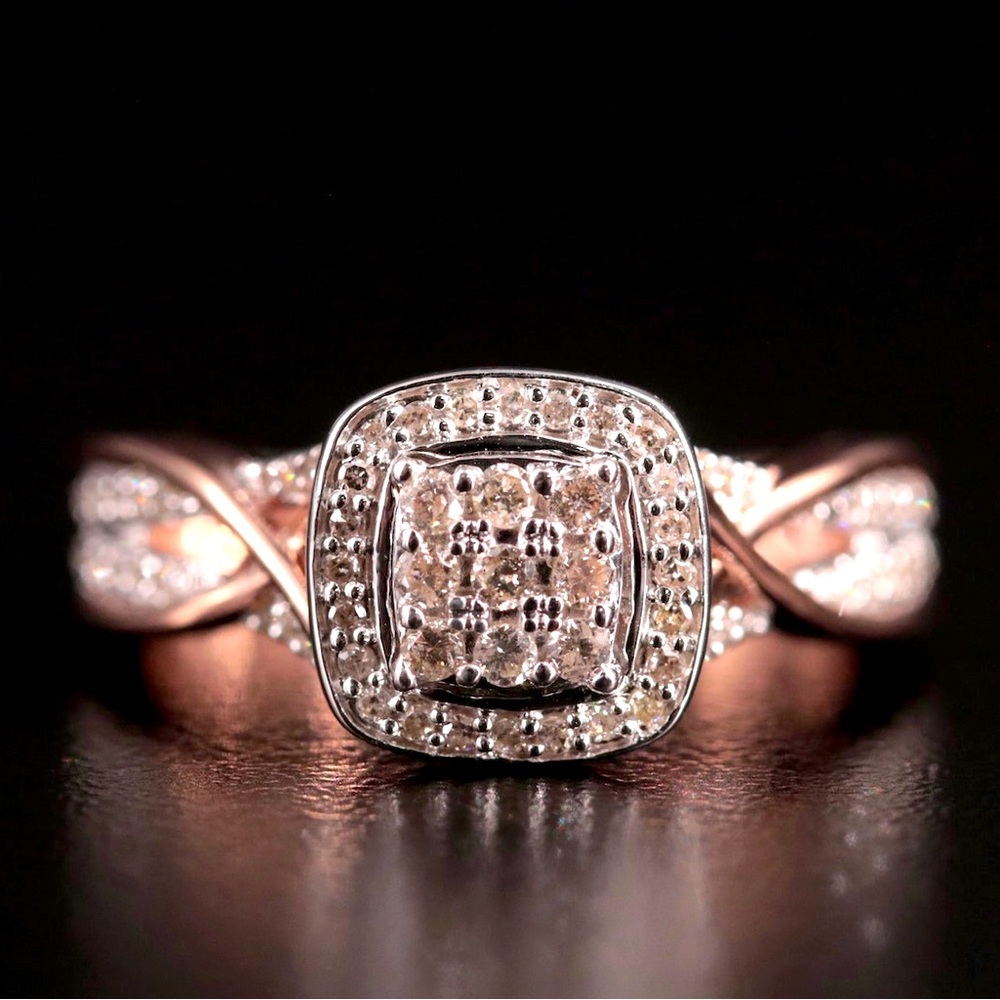 925 Sterling Silver and Diamond Cluster Ring